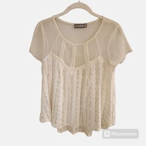 Addie Women's Sheer Swiss Dot Top Size S